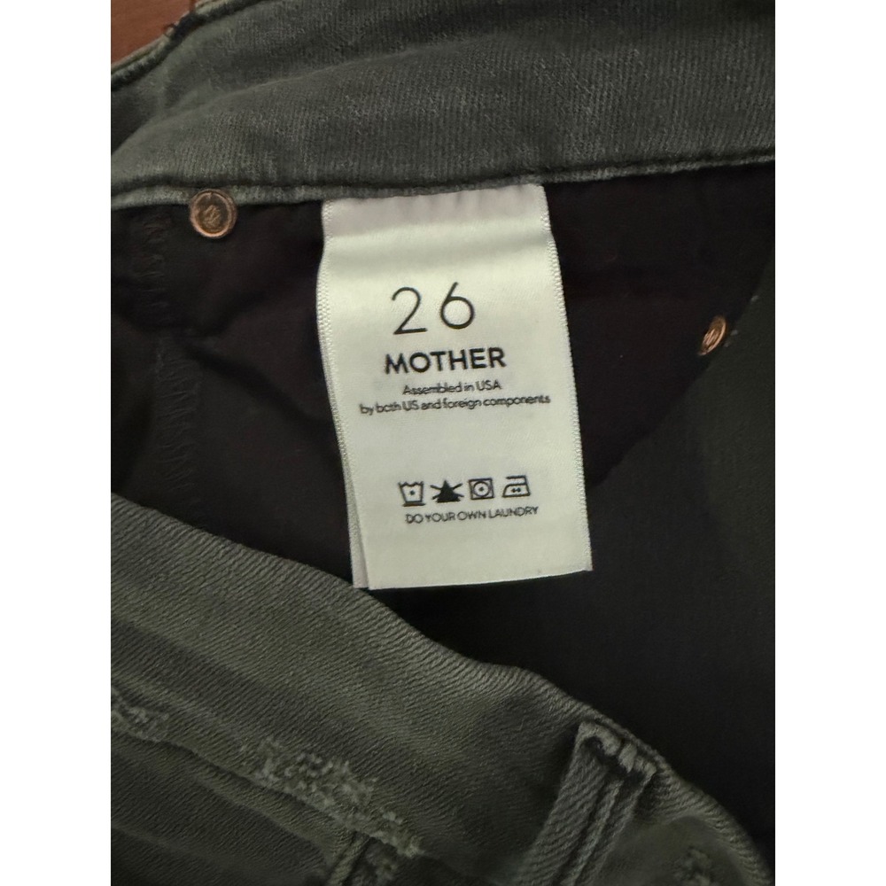 Mother Looker Ankle Fray Jeans Last Chance Saloon Grey Distressed Skinny Size 26 - Picture 3 of 9